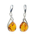 Sterling Silver and Baltic Honey Amber Earrings "July"