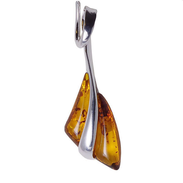 Sterling Silver and Baltic Honey Amber Pendant "Triangle"
