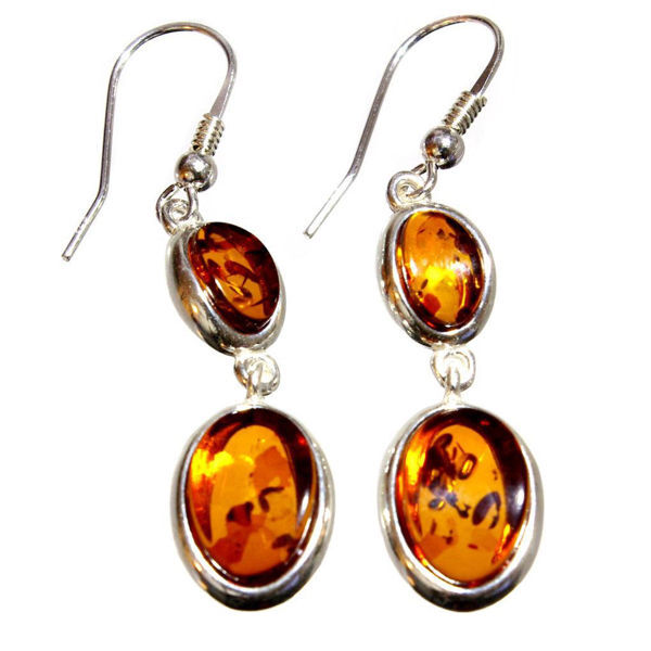 Sterling Silver and Baltic Honey Amber  Fish Hook Earrings "Michelle"