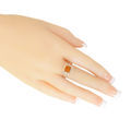 Sterling Silver and Baltic Honey  Amber Flat Square Ring
