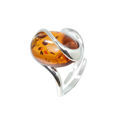 Sterling Silver and Baltic Honey Amber Adjustable Ring "Sunshine"