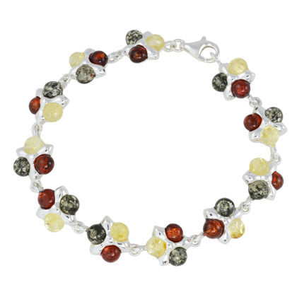 Sterling Silver Multi-Colored Baltic Amber Bracelet "Lily"
