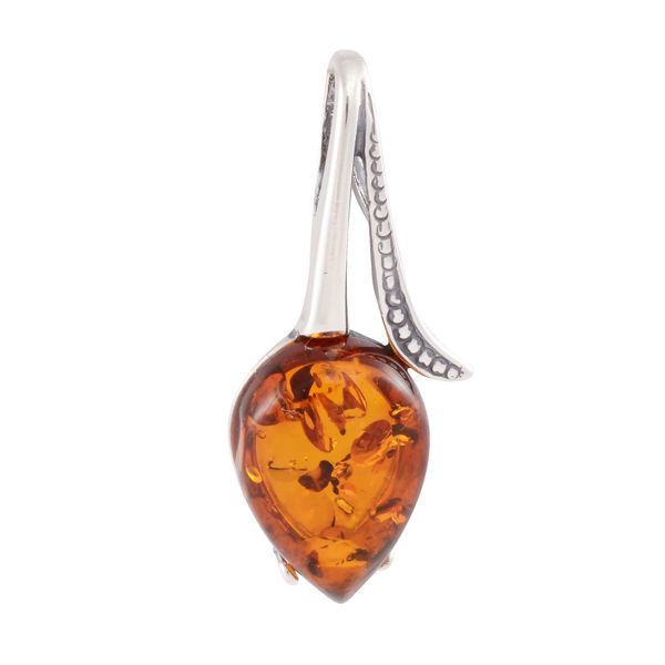 Sterling Silver and Baltic Amber Pendant "Tulip"