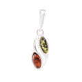 Sterling Silver and Baltic Honey and Green  Amber Pendant