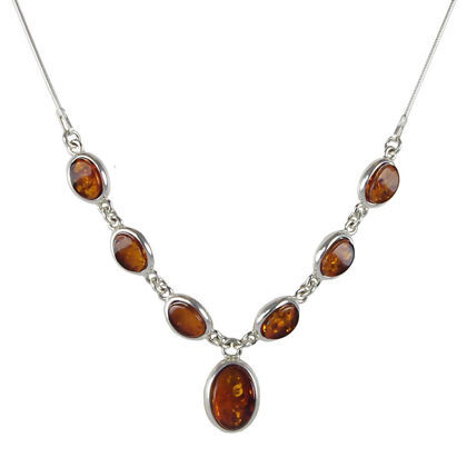 Sterling Silver and Baltic Honey Amber Necklace "Michelle"