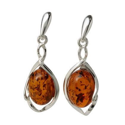 Sterling Silver Baltic Honey  Amber Earrings "Mia"