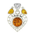 Sterling Silver and Baltic Honey Amber Heart Pendant