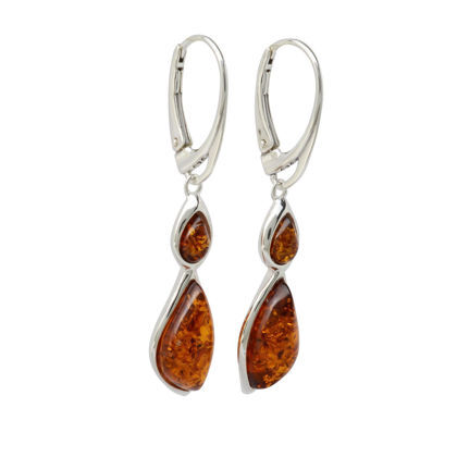 Sterling Silver and Baltic Honey Amber French Lever Back Earrings "Samara"