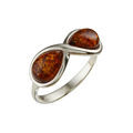 Sterling Silver and Baltic Honey Amber Ring "Infinity"