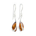 Sterling Silver and Baltic Honey Amber Fish Hook Earrings