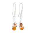 Sterling Silver and Baltic Fish Hook Honey Amber Earrings "Sanchia"