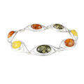Sterling Silver Multi-Colored Baltic Amber Bracelet "Autumn"