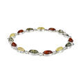 Amber Jewelry - Sterling Silver Multi-Colored Baltic Amber Bracelet