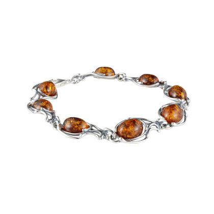 Sterling Silver Honey Baltic Amber Bracelet "Willow", Amber Jewelry Collection