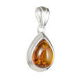 Sterling Silver and Baltic Honey Pear Shaped Amber Pendant