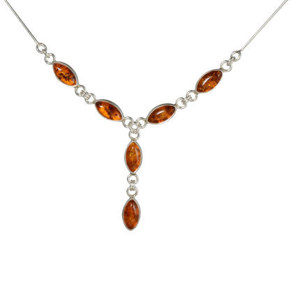Sterling Silver Baltic Honey Amber Necklace "Maja"