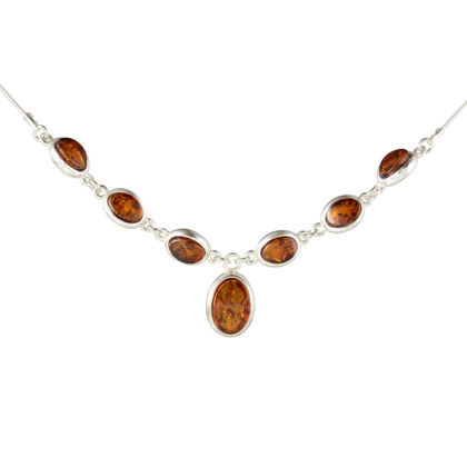 Sterling Silver and Baltic Honey Amber Necklace "Diane"