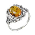 Sterling Silver and Baltic Honey Amber Ring "Georgine"