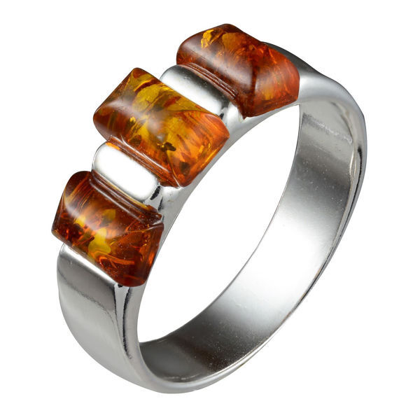 Amber Jewelry - Sterling Silver and Baltic Honey Amber Ring "Alma"