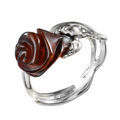 Sterling Silver Baltic Honey Amber Ring "Rose"