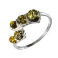 Sterling Silver and Baltic Green  Amber Ring "Aria"