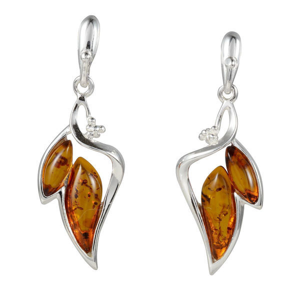 Sterling Silver and Baltic Honey Amber  Post Back Earrings "Charlotte"
