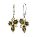 Sterling Silver and Baltic Green Amber Earrings "Martina"
