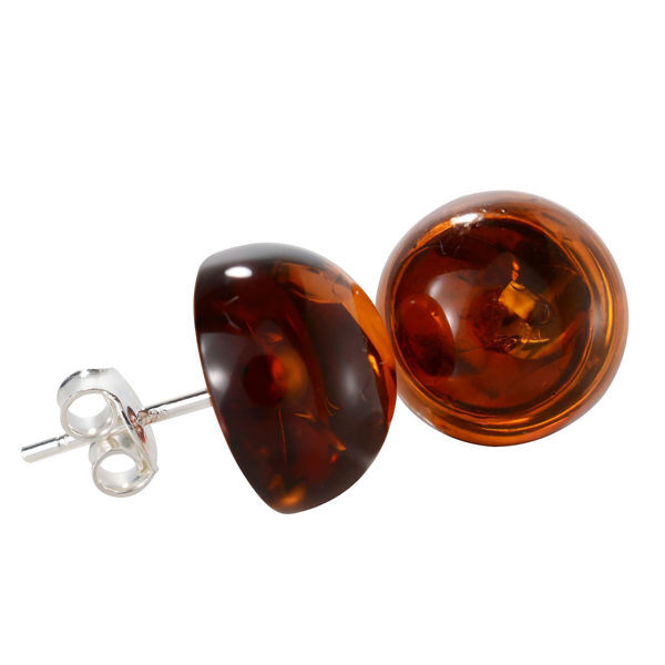 Sterling Silver and Baltic Honey Amber Round Stud Earrings