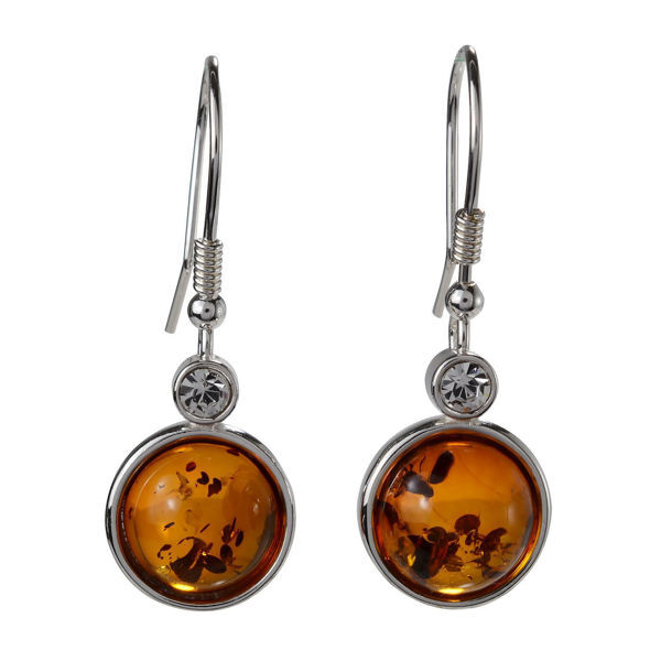 Sterling Silver and Baltic Fish Hook Honey Amber Earrings "Stephanie"