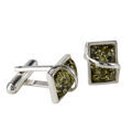 Sterling Silver and Baltic Green Amber Cufflinks