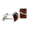 Sterling Silver and Baltic Honey Amber Cufflinks