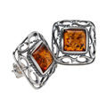 Amber Jewelry - Sterling Silver and Baltic Honey Amber Stud Earrings "Ruth"