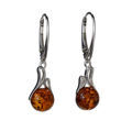 Sterling Silver and Baltic Honey Amber Leverback Round Earrings "Melanie"