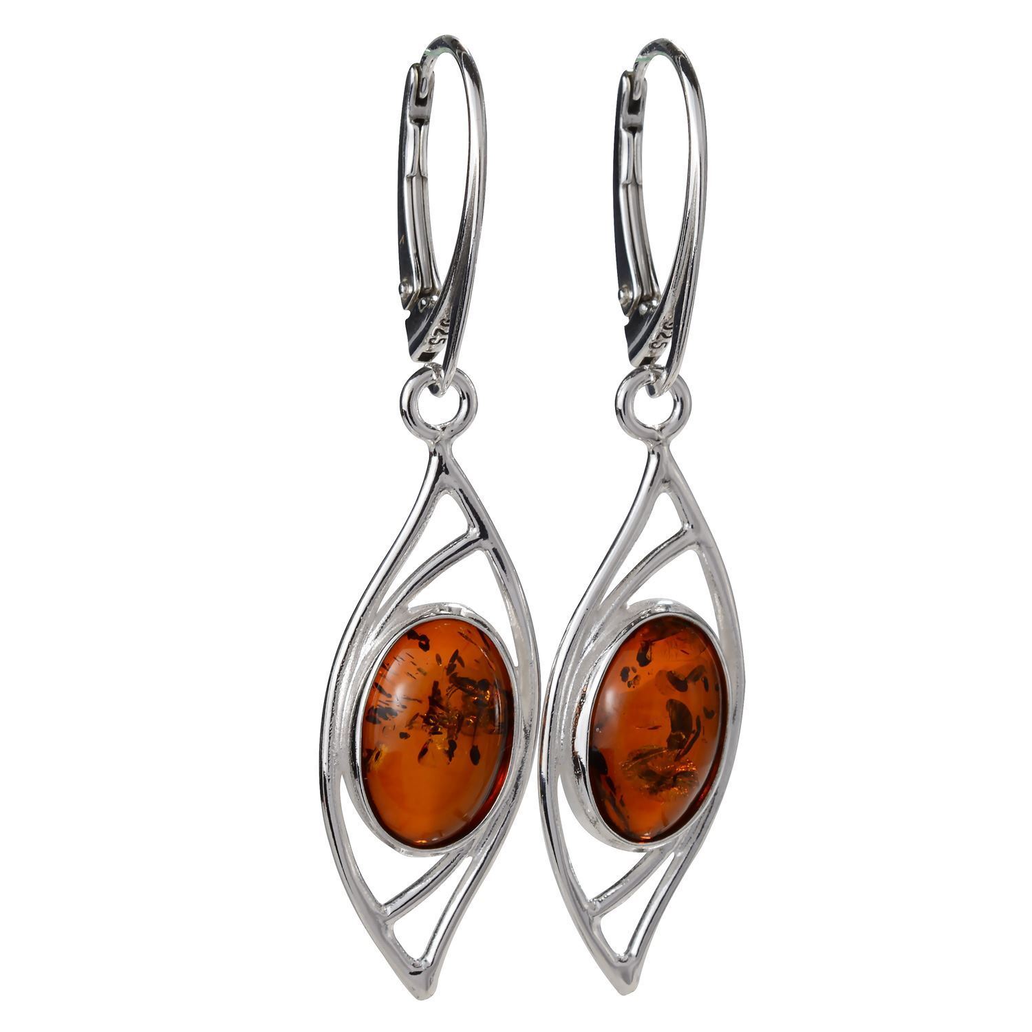 Sterling Silver and Baltic Honey Amber French Leverback Earrings 