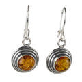 Sterling Silver and Baltic Honey Round Amber Dangling Earrings