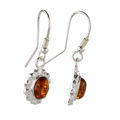 Amber Jewelry - Sterling Silver and Baltic Honey Amber Earrings "Linda"