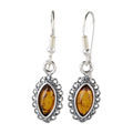 Sterling Silver and Baltic Honey Amber Fish Hook Earrings "Alvina"