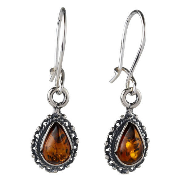 Sterling Silver and Baltic Honey Amber Earrings "Bajena"