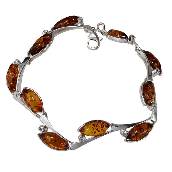 Sterling Silver Honey Baltic Amber Bracelet "Blossom", Amber Jewelry Collection