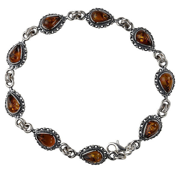 Sterling Silver  Honey Baltic Amber Bracelet "Bajena", Amber Jewelry Collection