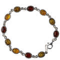 Sterling Silver Multicolored Baltic Amber Bracelet "Daisy"