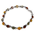 Sterling Silver Multicolored Baltic Amber Bracelet