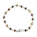 Sterling Silver Multicolored Baltic Amber Bracelet "Aster"