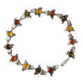 Sterling Silver Multicolored Baltic Amber Bracelet "Frogs"