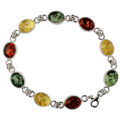 Sterling Silver Multicolored Baltic Amber Bracelet "Ivana", Amber Jewelry Collection