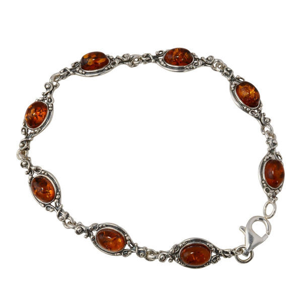 Sterling Silver Honey Baltic Amber Bracelet "Kim", Amber Jewelry Collection