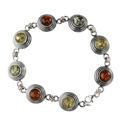 Sterling Silver Multicolored  Baltic Round Amber Bracelet