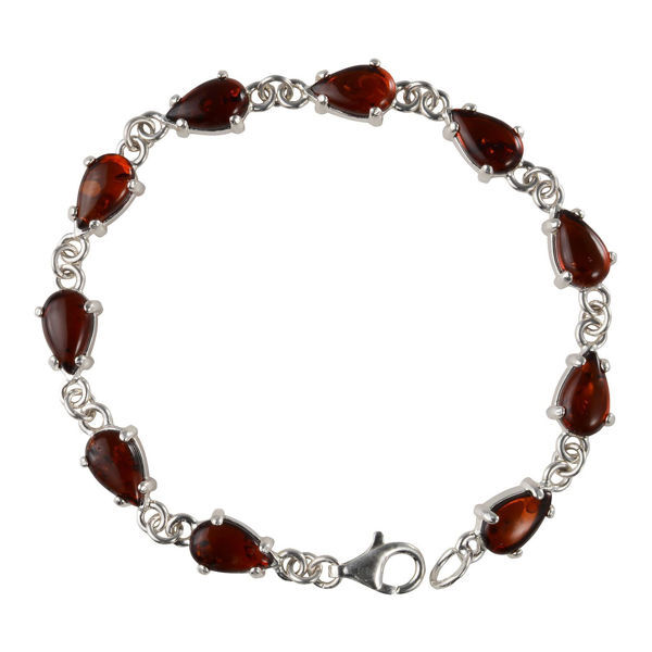 Sterling Silver Honey Pear Shaped Baltic  Amber Bracelet "Gladie", Amber Jewelry Collection