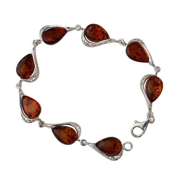 Sterling Silver Honey Baltic Amber Bracelet "Adele", Amber Jewelry Collection