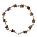 Sterling Silver Honey Baltic Amber Bracelet "Cats", Amber Jewelry Collection